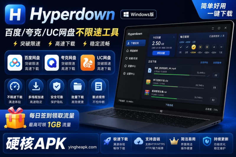 Hyperdown 1.1.3  - 百度/夸克/UC网盘不限速工具
