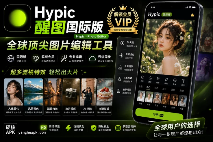 Hypic 醒图国际版 9.2.0 🧩 解锁永久会员，免登录