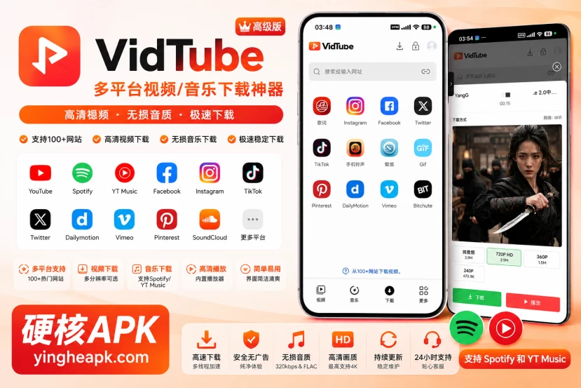VidTube v4.8.9 解锁VIP版 - 无限制国内外视频下载器/支持多平台