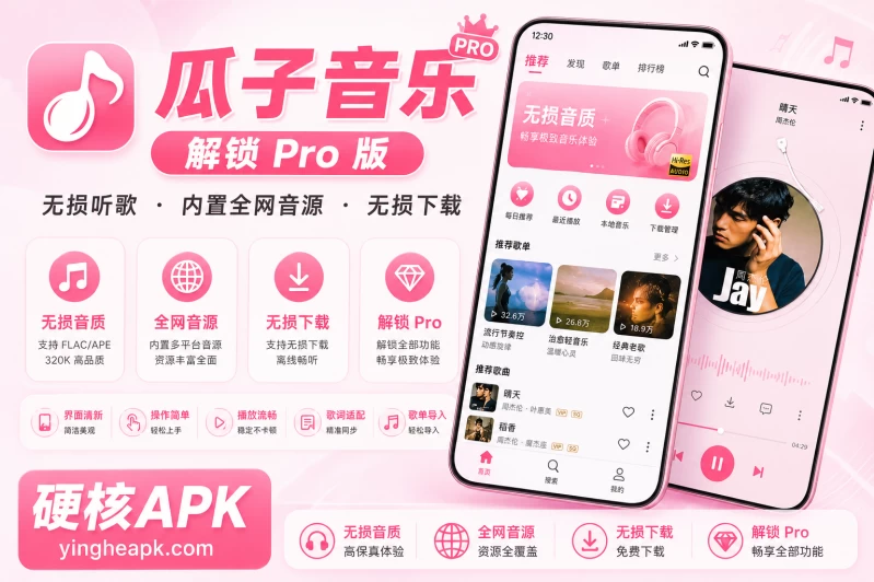 瓜子音乐 v1.1.4 解锁Pro版 - 聚合全网音乐/内置音源/无损下载
