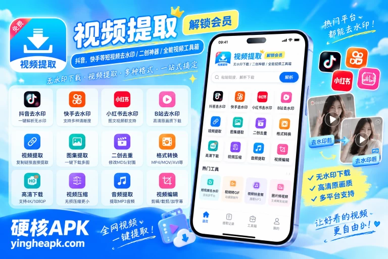视频提取 v40 解锁会员版 - 短视频去水印/二创神器/全能视频工具箱